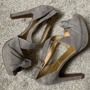 Grey suede platform J Crew heels